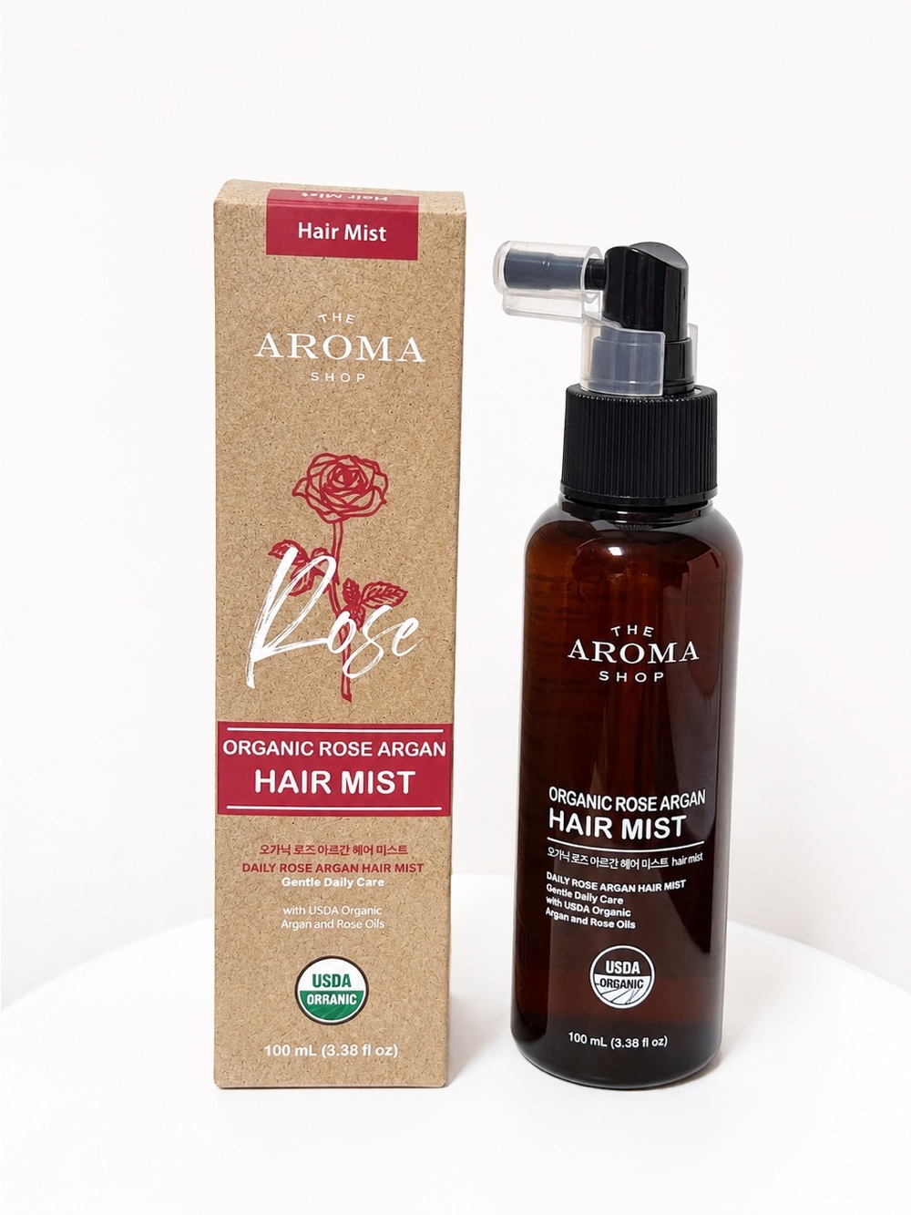 Organic Rose Argan Hair Mist – Brown Bottle, Rose Scent